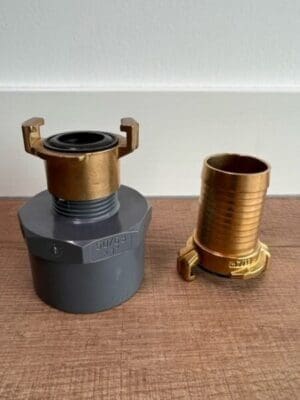 PVC verbindingsstuk 50mm met snelkoppeling naar 32mm